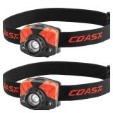 Coast 500 Lumens Tri-Color Focusing LED Headlamp (2-Pack), Blacks