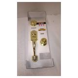 Kwikset 95530-017 Polished Brass Montara Two-Point Locking Single Cylinder Handleset With Juno Knob