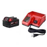 Milwaukee 48-59-1850 - M18 Redlithium XC 18V 5.0Ah Li-Ion Battery and Wall Battery Charger
