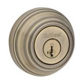 Kwikset 980 Deadbolt - Keyed One Side - featuring SmartKey, Antique Brass
