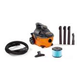 RIDGID 4 Gallon 5.0-Peak HP Portable Wet/Dry Shop Vacuum with Fine Dust Filter, Hose and Accessories, Oranges/Peaches