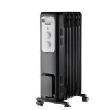 Pelonis 1,500-Watt Oil-Filled Radiant Electric Space Heater with Thermostat, Black