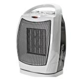 Comfort Zone 1500-Watt Energy-Save Oscillating Ceramic Heater, Silver, (Damaged )