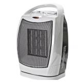 Comfort Zone 1500-Watt Energy-Save Oscillating Ceramic Heater, Silver, (Damaged )