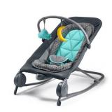 Summer 2-in-1 Bouncer & Rocker Duo (Gray and Teal) Convenient and Portable Rocker and Bouncer for Babies Includes Soft Toys and Soothing Vibrations