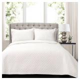 Lush Decor Ava 3-Piece Oversized King Quilt Set in White