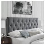 DG Casa Hancock Diamond Tufted Upholstered Adjustable Height Headboard, Queen Size Polyester Blend Fabric