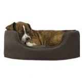 FurHaven Pet Dog Bed Oval Terry Fleece and Suede Pet Bed for Dogs & Cats, Espresso, Small