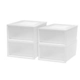 IRIS USA 8.0 Qt. Box Chest Drawer Storage Bin in White (4-Pack)