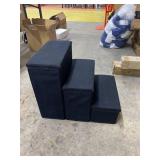 Etna 3-Step Pet Steps with Storage Fold Away Pet Stairs for Dogs Cats Fabric Upholstered Padded Tops - Black
