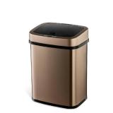 Nine Stars 3 gal Motion Sensor Rectangular Shape Stainless Steel Trash Can Gold
