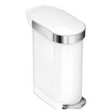 simplehuman 45L Slim Step Can in White