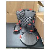 Nutrichef w/ Heat Red Silicone Handles, Oven Safe up to 450°F, Cookware Set - 7 Pieces