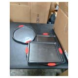 Nutrichef w/ Heat Red Silicone Handles, Oven Safe up to 450°F, Cookware Set - 7 Pieces