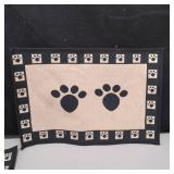 2 Pack - PetRageous 10209 Paws Tapestry Dog Non-Skid Machine Washable Placemat for Pet Feeding Stations with Rubber Backing 13-Inch by 19-Inch for Dogs and Cats, Black and Natural