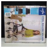 Medline Steel Rollator Walker, Folding Rolling Walker, 6" Wheels, 350lb Weight Capacity, Burgundy Red Frame