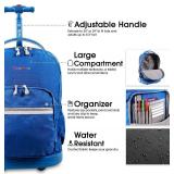 J World New York Sunrise Rolling Backpack Roller Bag with Wheels, Indigo, 18"