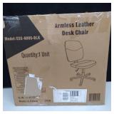 OFM Essentials Collection Armless Leather Desk Chair in Black (ESS-6005-BLK)