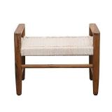 Bloomingville Teak Wood & Hand-Woven Cotton Rope, Natural Bench