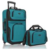 U.S. Traveler Rio Rugged Fabric Expandable Carry-On Luggage Set, Teal, 2-Piece
