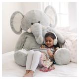 Animal Adventure | Sqoosh2Poof | Jumbo Plush Character | 44" Elephant , Gray