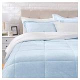 Amazon Basics Ultra-Soft Micromink Sherpa Comforter Bed Set - Smoke Blue, King