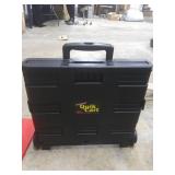 dbest products Quik Cart Collapsible Rolling Crate on Wheels for Teachers Tote Basket 80 lbs Capacity, Made from Heavy Duty Plastic and Used as a Seat, Standard, Red