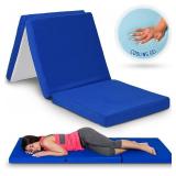 Gold Star Tri-Folding Gel Memory Foam Mattress, 39 x 75 Inches - 3-Inch Gel-Infused Cooling Mattress Topper, Cot Pad, Guest Bed - Portable Floor Mattress with Soft, Removable, and Washable Cover