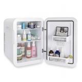 Cooluli 20L Mini Fridge For Bedroom - Car, Office Desk & College Dorm Room - Glass Front & Digital Temperature Control - 12v Small Refrigerator for Food, Drinks, Skincare, Beauty & Breast Milk (White)