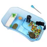 Binano Pet Turtle Tanks, Aquarium Tank, Tank for Turtles, Aquarium for Turtles, Reptile Habitat, Turtle Habitat, Plastic, Safe, Non-Toxic, Durable, Blue (Large-Blue)