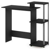 Furinno Efficient Home Laptop Notebook Computer Desk with Square Shelves, Black/Grey