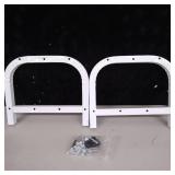 UDEAR Garment Rack Freestanding Hanger Double Rods Multi-functional Bedroom Clothing Rack, Double Layer, 4 Hooks, White