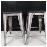 Industrial Style Metal Bar Stool with Back - Set of 2