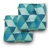 2 Pack - Duck Covers Water-Resistant 19 x 19 x 5 Inch Indoor Outdoor Seat Cushions, Blue Lagoon Geo