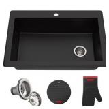KRAUS Forteza Dual-Mount Single-Bowl Granite Kitchen Sink