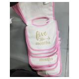 Hudson Baby Sparkling New Monthly Milestone Interlock Bibs (12 COUNT)