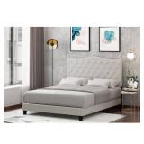 Furinno Abbyson Button Tufted Bed Frame (Queen Size)