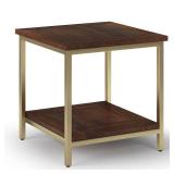 Simpli Home - Skyler SOLID MANGO WOOD and Metal 22 inch Wide Square Industrial End Table in - Dark Brown / Gold Simpli Home - Skyler SOLID MANGO WOOD and Metal 22 inch Wide Square Industrial End Table in - Dark Brown / Gold