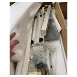 FEZIBO Electric Standing Desk with Fabric Drawer, Splice Board in White Finish, 55â FEZIBO Electric Standing Desk with Fabric Drawer, Splice Board in White Finish, 55â
