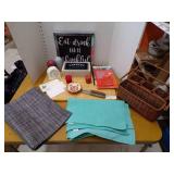 Cutting Board, 2 Sets of Placemats, Candles, Timer, etc Cutting Board, 2 Sets of Placemats, Candles, Timer, etc