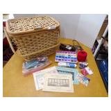 Sewing/Craft Basket w/ Broken Handle, Beads, String, etc Sewing/Craft Basket w/ Broken Handle, Beads, String, etc