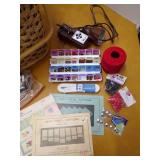 Sewing/Craft Basket w/ Broken Handle, Beads, String, etc Sewing/Craft Basket w/ Broken Handle, Beads, String, etc
