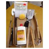 5gal Gas Can, Oil Absorbent ~1/2 Bag, Wood Chips, Grilling Utensils, etc 5gal Gas Can, Oil Absorbent ~1/2 Bag, Wood Chips, Grilling Utensils, etc
