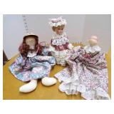 Porcelain Doll, 2 Other Dolls