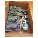 Green Toy Military Tanks, etc