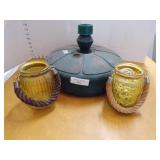 2- Yellow Jar Lantern w/ Rope, Patio Umbrella Base w/ Sand