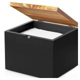 Disposable Face Towel Holder, Wooden Face Towel Container Compatible with Clean Skin Club Clean Towels XL, Face Towels Storage Box with Lid, Makeup Remover Organizer for Vanity, Bathroom, Black