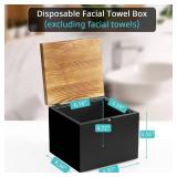 Disposable Face Towel Holder, Wooden Face Towel Container Compatible with Clean Skin Club Clean Towels XL, Face Towels Storage Box with Lid, Makeup Remover Organizer for Vanity, Bathroom, Black