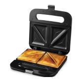 OVENTE Electric Sandwich Maker with Non-Stick Plates, Indicator Lights, Cool Touch Handle, Easy to Clean and Store, Perfect for Cooking Breakfast, Grilled Cheese, Tuna Melts and Snacks, Black GPS401B