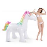 Jasonwell Unicorn Sprinkler Inflatable Water Sprinklers Outdoor Water Toys Inflatable Ginormous Unicorn Toys Yard Sprinkler for Kids (L)